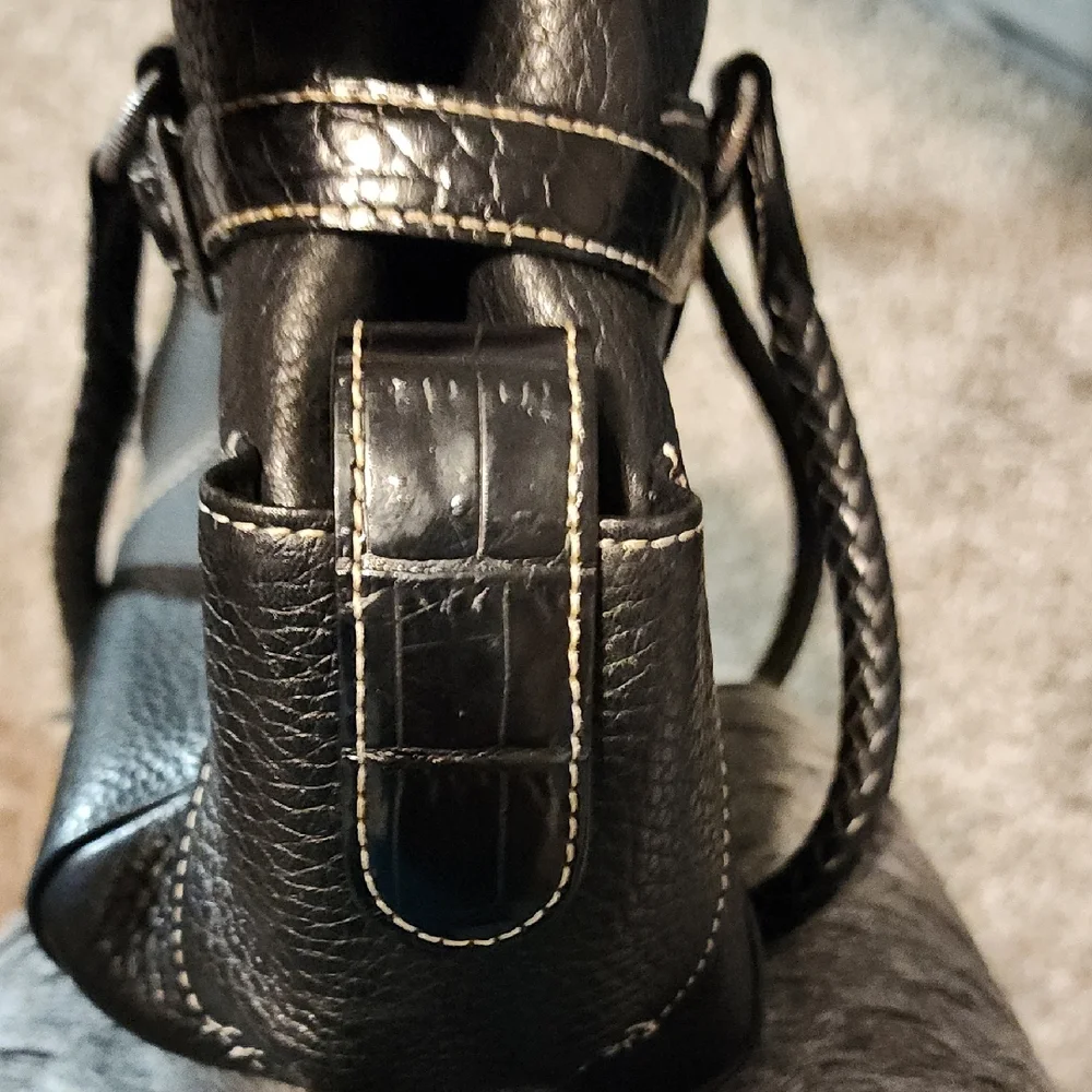 Brighton Black Leather Shoulder Bag with Heart Accent - Picture 6 of 10